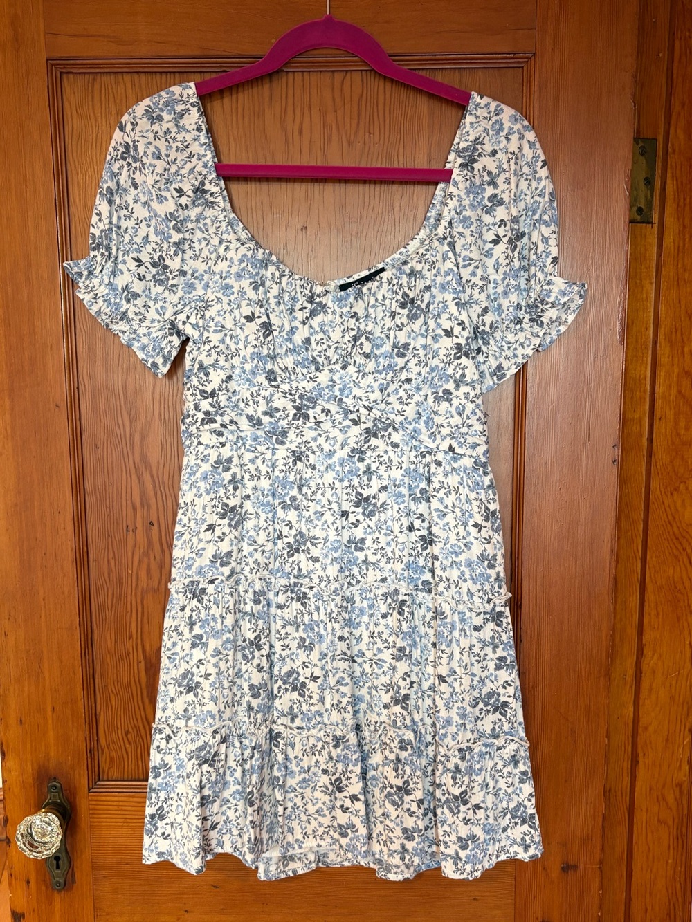 Trixxi White and Blue Floral Mini Dress